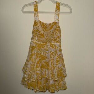 Yellow Leaf Print Romper